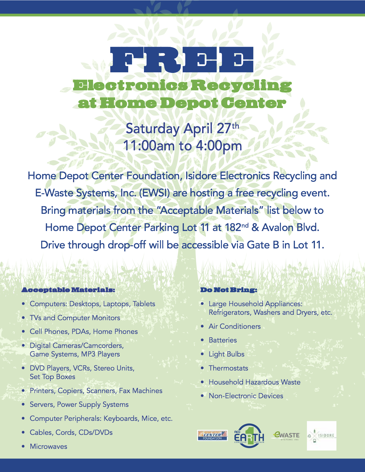 EWaste Collection Event at the Home Depot Center Isidore Electronics
