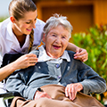 elderly lady with carer