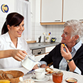 elderly lady with carer