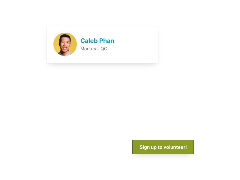 In this animation, you see a supporter who is signing up to volunteer. As he does, he specifies what role he is able to contribute as a volunteer and when he is available.