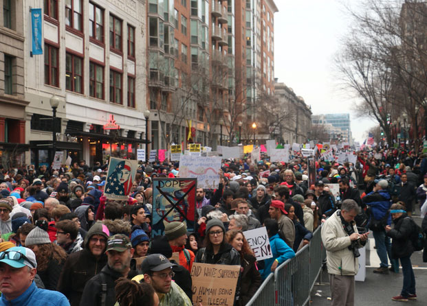 Secret Service insisted that protesters pass through this checkpoint and then blocked it. Photo: another vantage point where thousands are blocked behind Secret Service checkpoints.