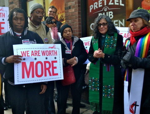 Clergy at fast food action