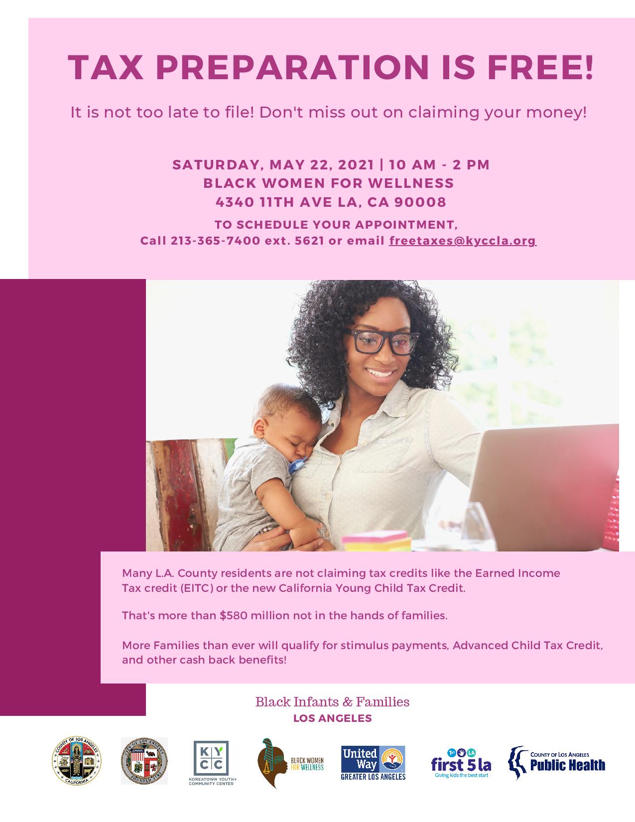 Free Tax Preparation May 22nd!