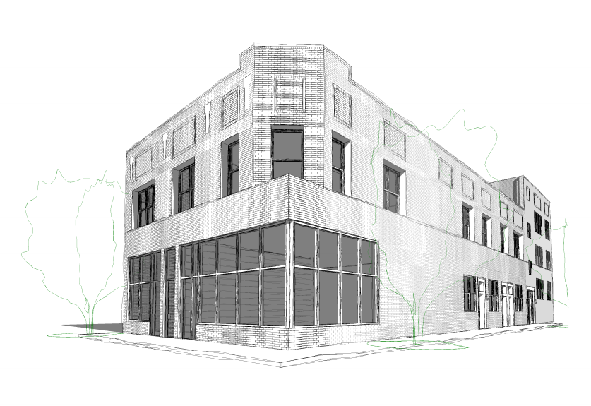 Rendering of proposed 2901 N Milwaukee rehab/redevelopment