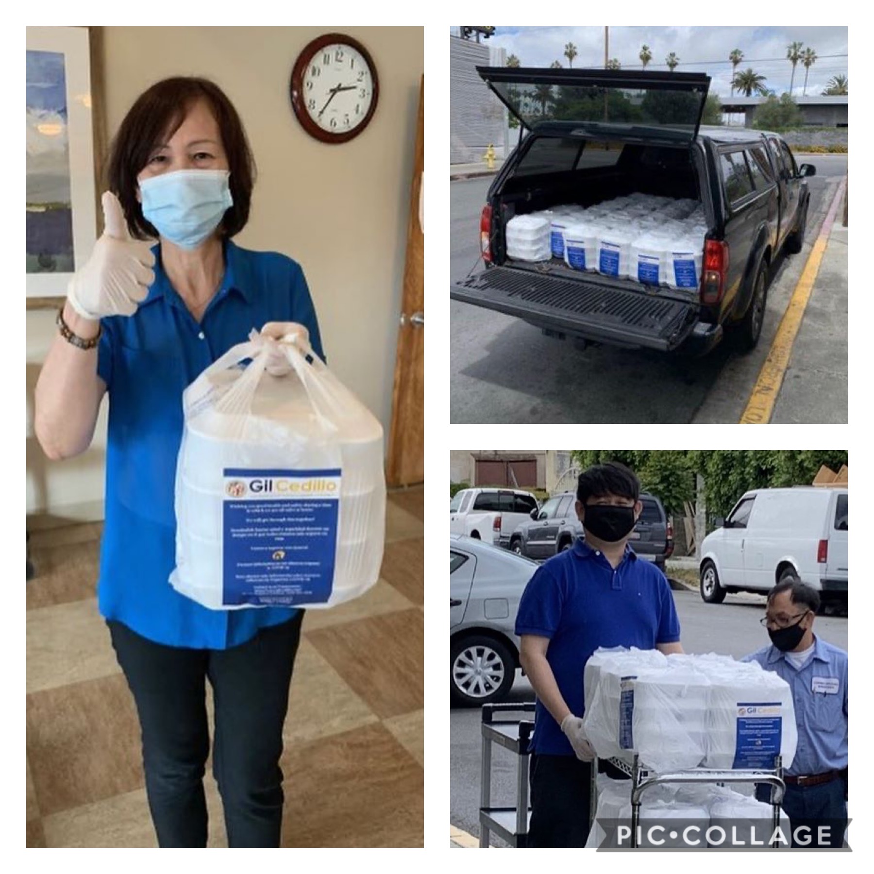 LANI and Margarita's Grill distributed hot meals to seniors at Pilgrim Tower Senior Apartments 5-12-2020 COLLAGE 2