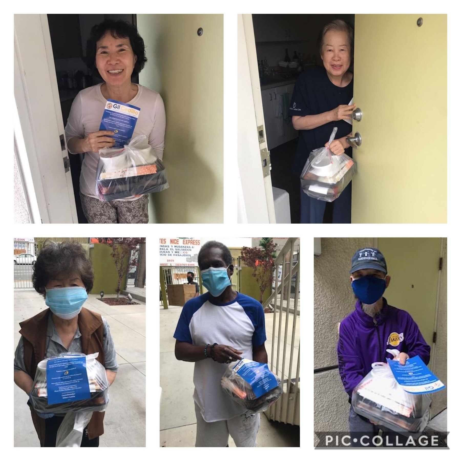 KYCC and Woody's Korean BBQ distributed hot meals to seniors at Seven Maples Apartments in Westlake 5-29-2020 COLLAGE