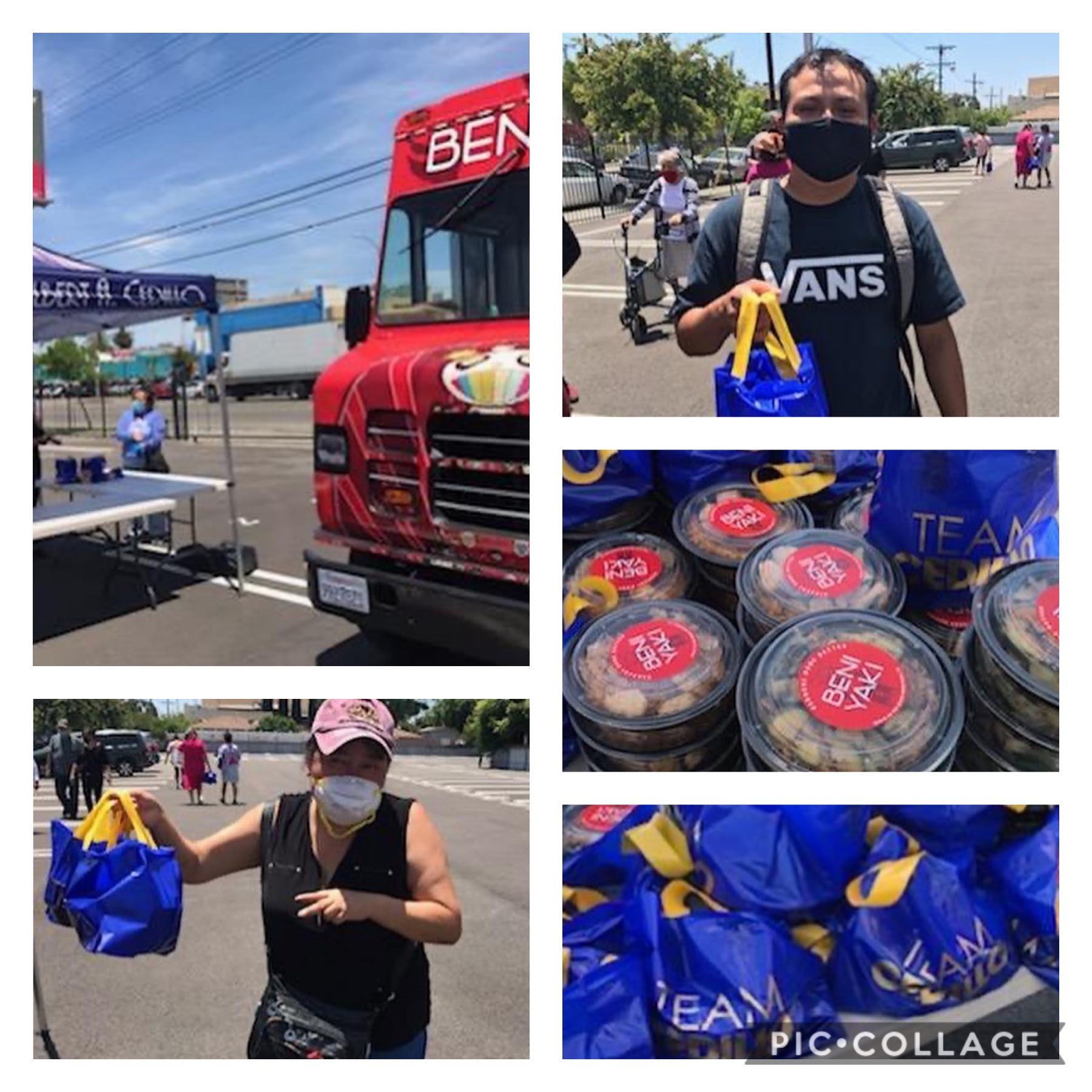 Magnolia Place and Children's Bureau receive hot meals from BeniYaki Food Truck 6-8-2020 COLLAGE