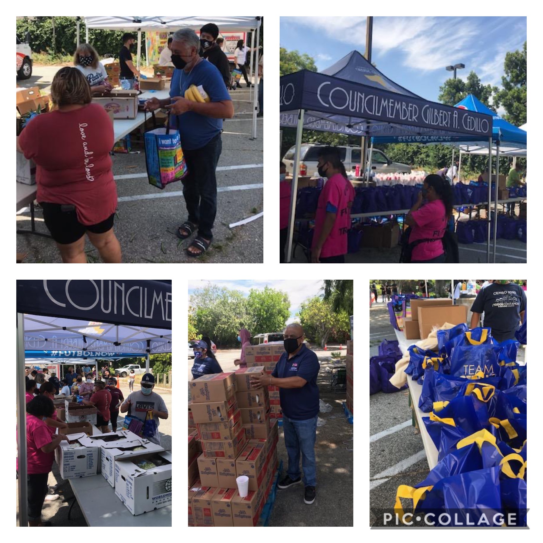 Anahuak, Mujeres de la Tierra, COFEM and Acción Comunitaria distributed groceries LA River Center 6-12-2020 COLLAGE