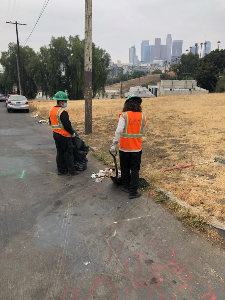 Councilmember Gil Cedillo's Strike Team cleaning the area of Lookout Dr in Solano Canyon 5-14-2021 Photo 1