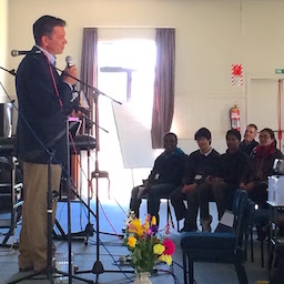 Gabor leads us in communion