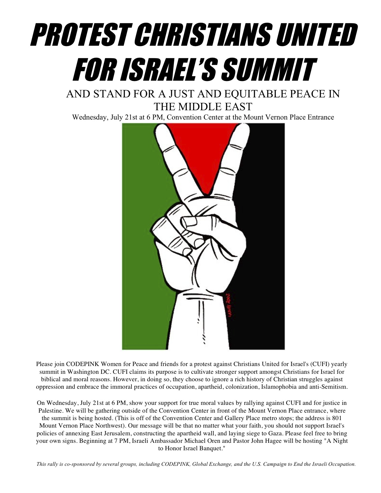 Rally Against Christians United For Israel's Summit