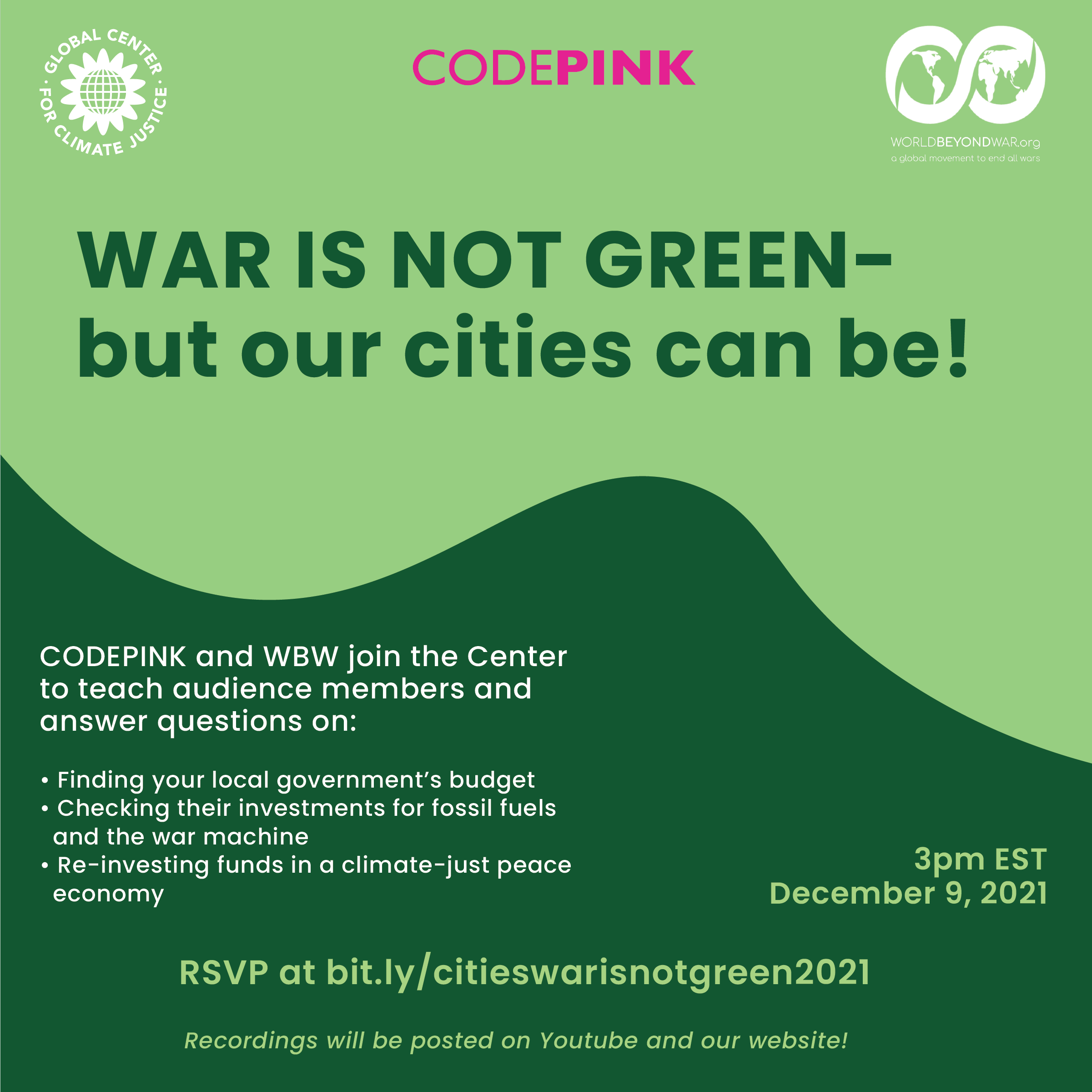 War is NOT Green, But Our Cities Can Be! - CODEPINK - Women for Peace