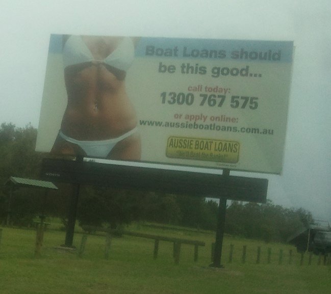Aussie Boat Loans billboard objectifies women