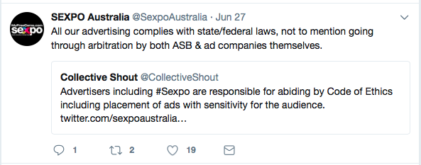 Sexpo denies advertising existed
