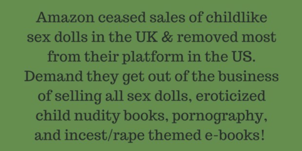 Victory: Amazon Halts Sale of Child Sex Dolls