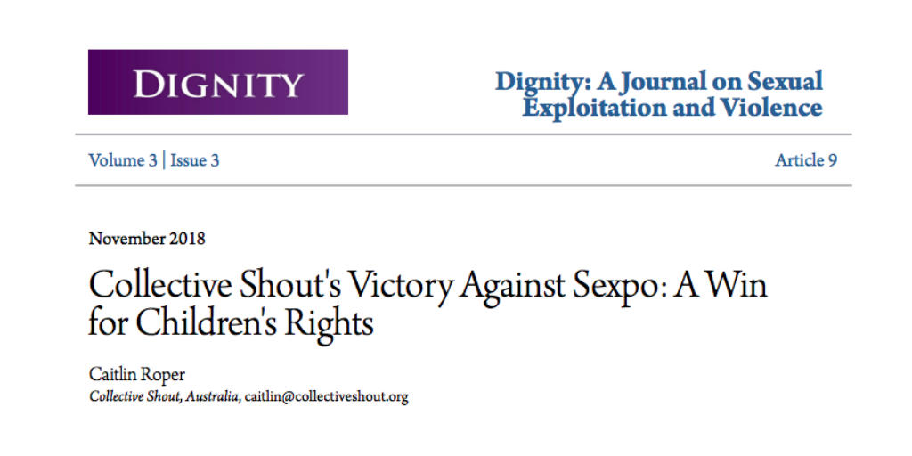 Collective Shout victory against Sexpo documented in Dignity Journal