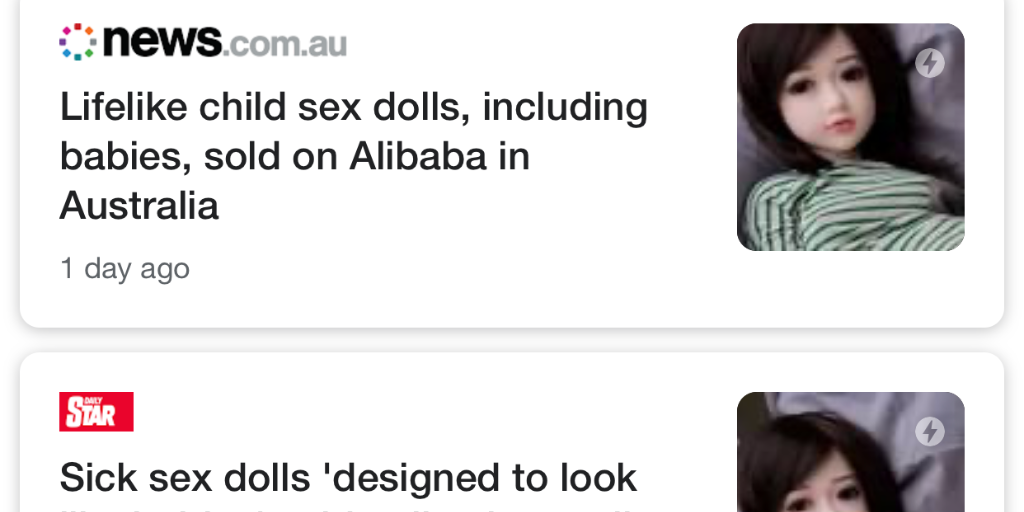 Child sex dolls sold online by Alibaba