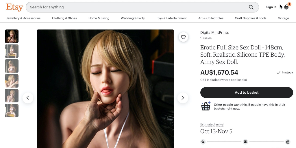 Our investigation exposing Etsy for selling child sex abuse dolls