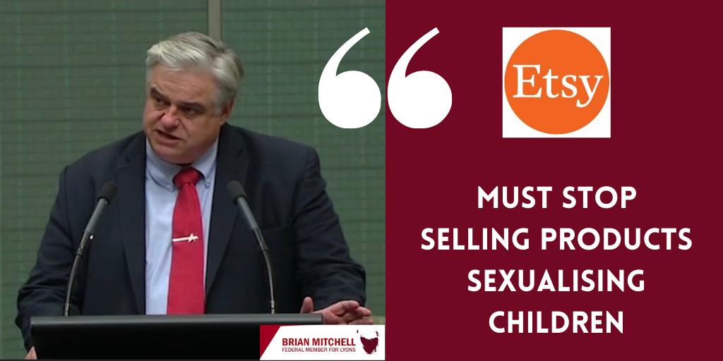 Federal ALP MP slams Etsy's child abuse themed merch