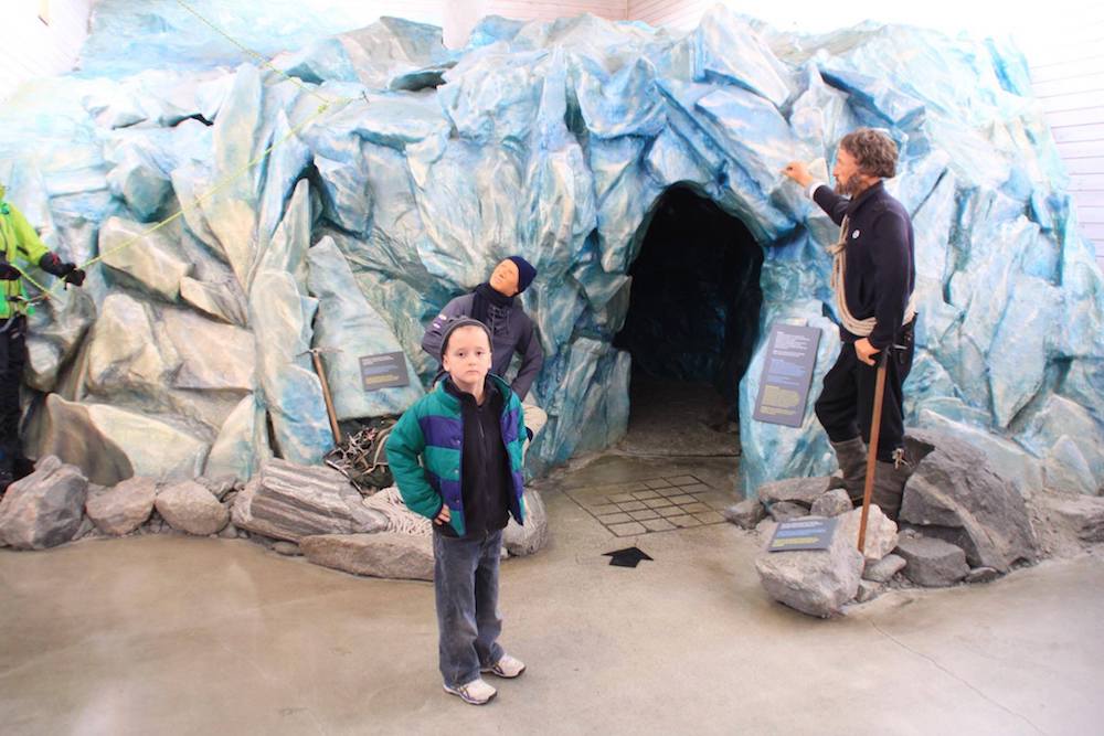 Our son outside the Glacier Exhibition in Norway.