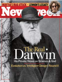 magazine cover with title The Real Darwin - His Private Views on Science & God