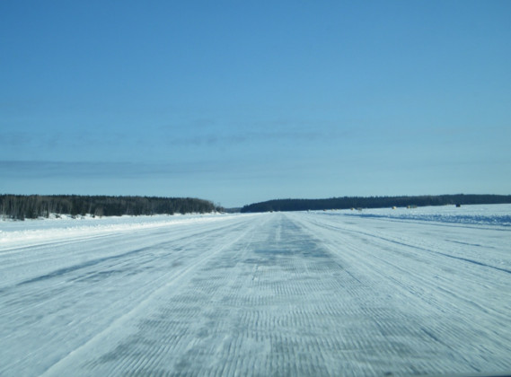 photo of ice road in Canadian wilderness