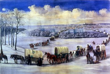 wagon train on snow