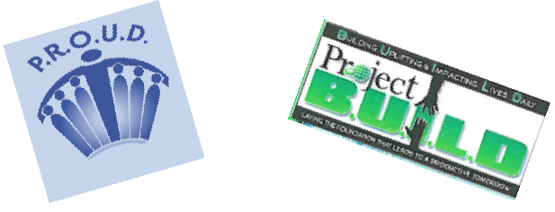 logos of P.R.O.U.D. and Project B.U.I.L.D. (Building Uplifting & Impacting Lives Daily