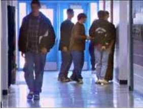 students in school hallway