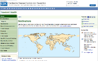 image of Centers for Disease Control web page