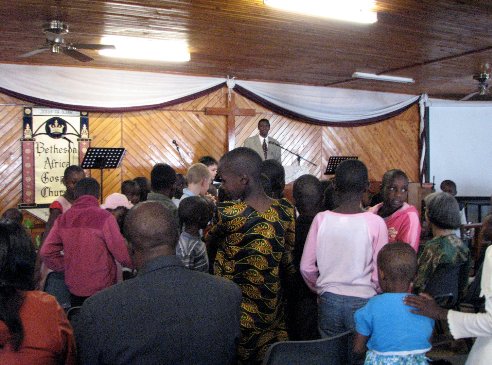 worship service in adjacent chapel