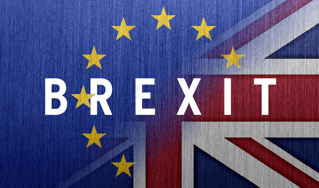 Brexit, over amalgam of British and EU flags