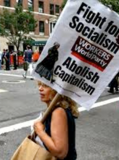 protester with Workers World Party sign