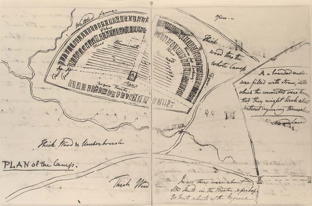 sketch of layout for stage, rows of chairs, etc.