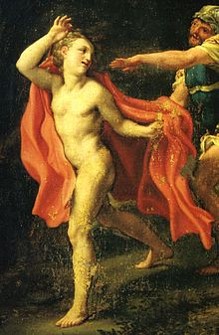painting of the youth running away