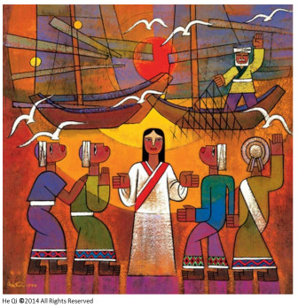 art depicting Jesus proclaiming