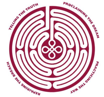 graphic containing 'telling the trugh, proclaiming the dream, practicing the way, repairing the breach'