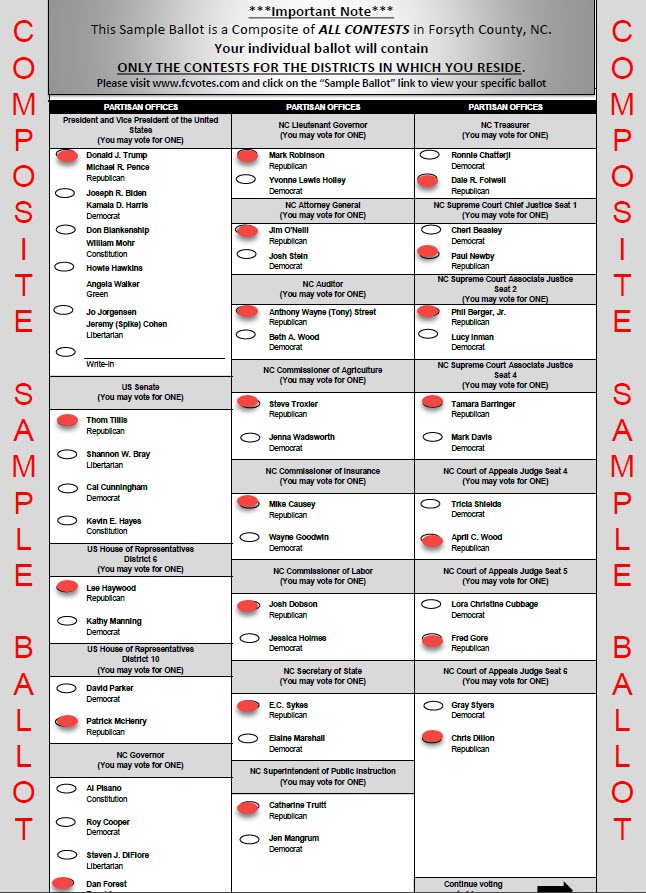 Sample Ballot 2020 Forsyth County Republican Party Sample Ballot 2020 Forsyth County Republican Party