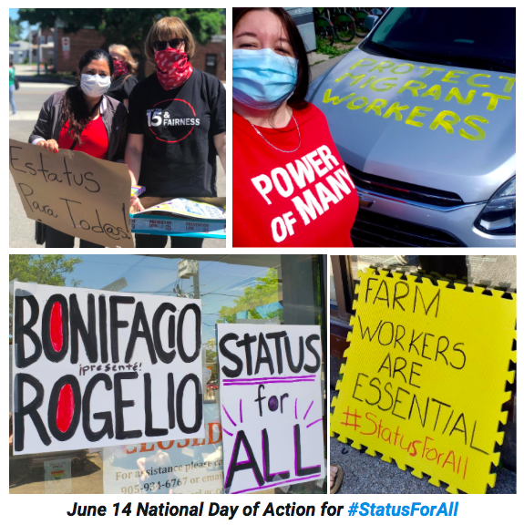 Grid of photos from the June 14 National Day of Action for #StatusForAll