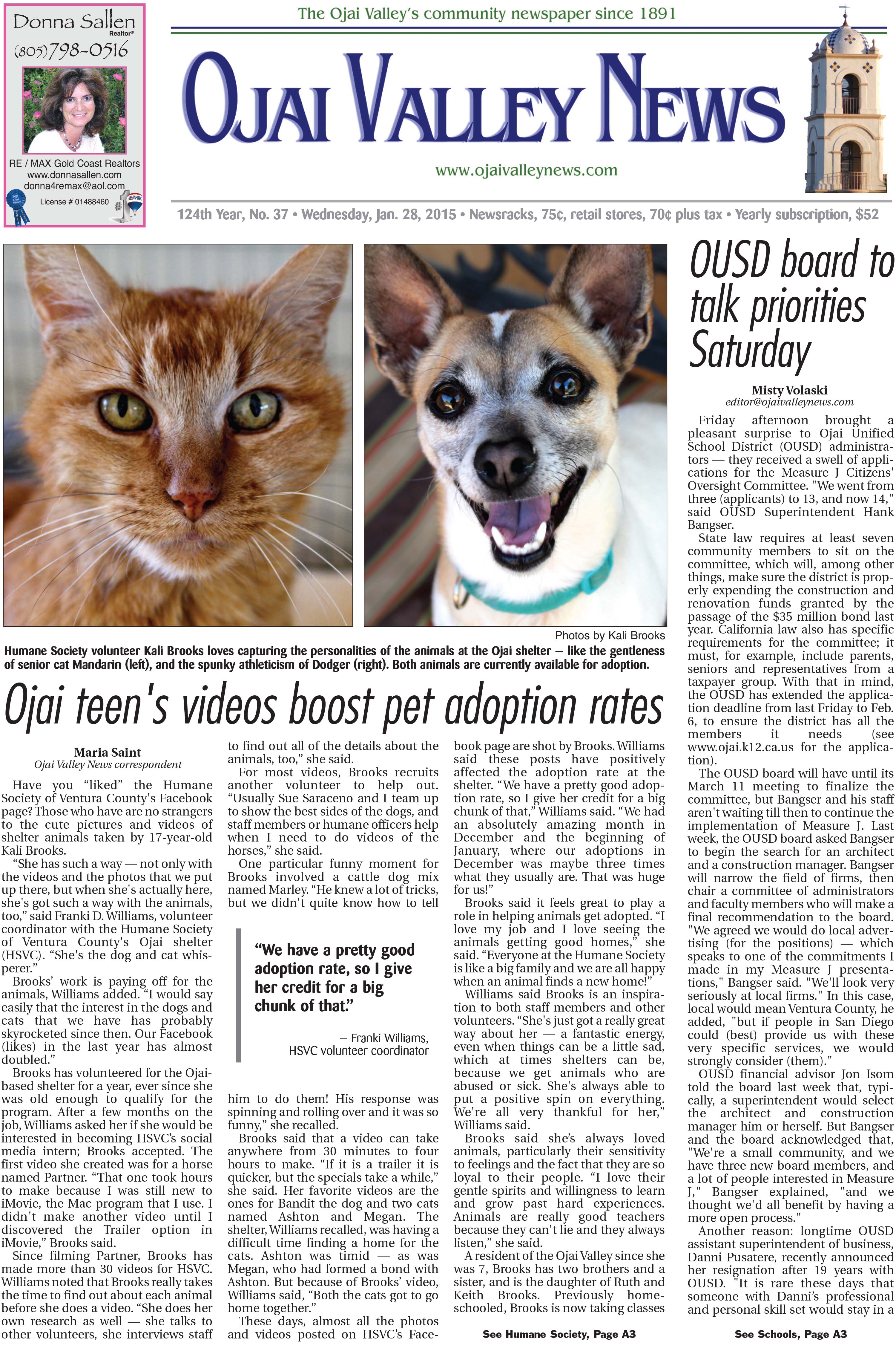 Ojai Teen S Videos Boost Adoption Rates Humane Society Of Ventura County
