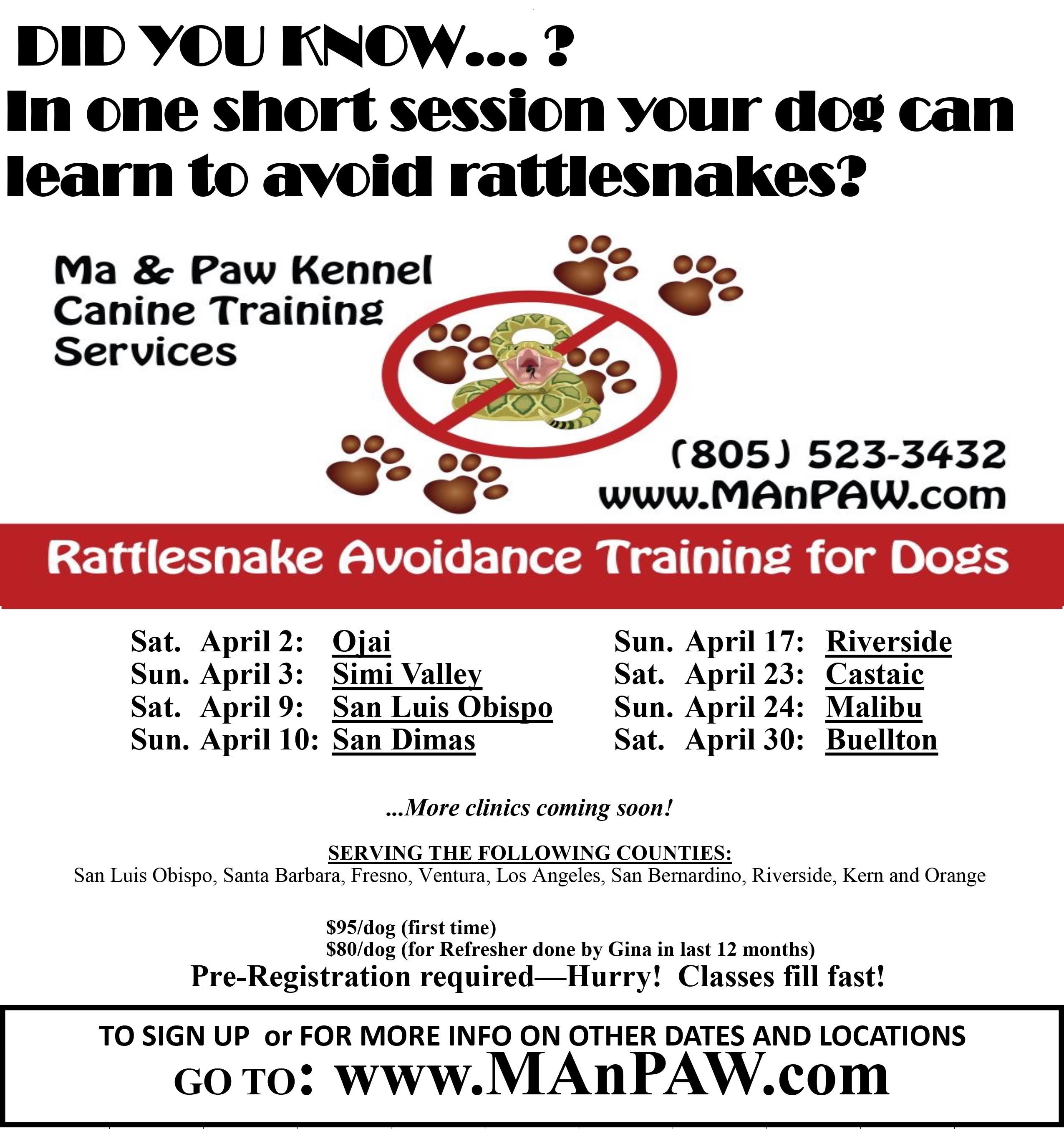 Rattlesnake Avoidance TrainingOjai Humane Society of Ventura County