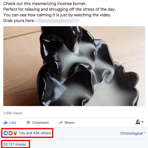 Example results from a Page Post Engagement ad with product link. We spent approximately $10K in advertising for this one product and returned close to $35K in Gross Sales