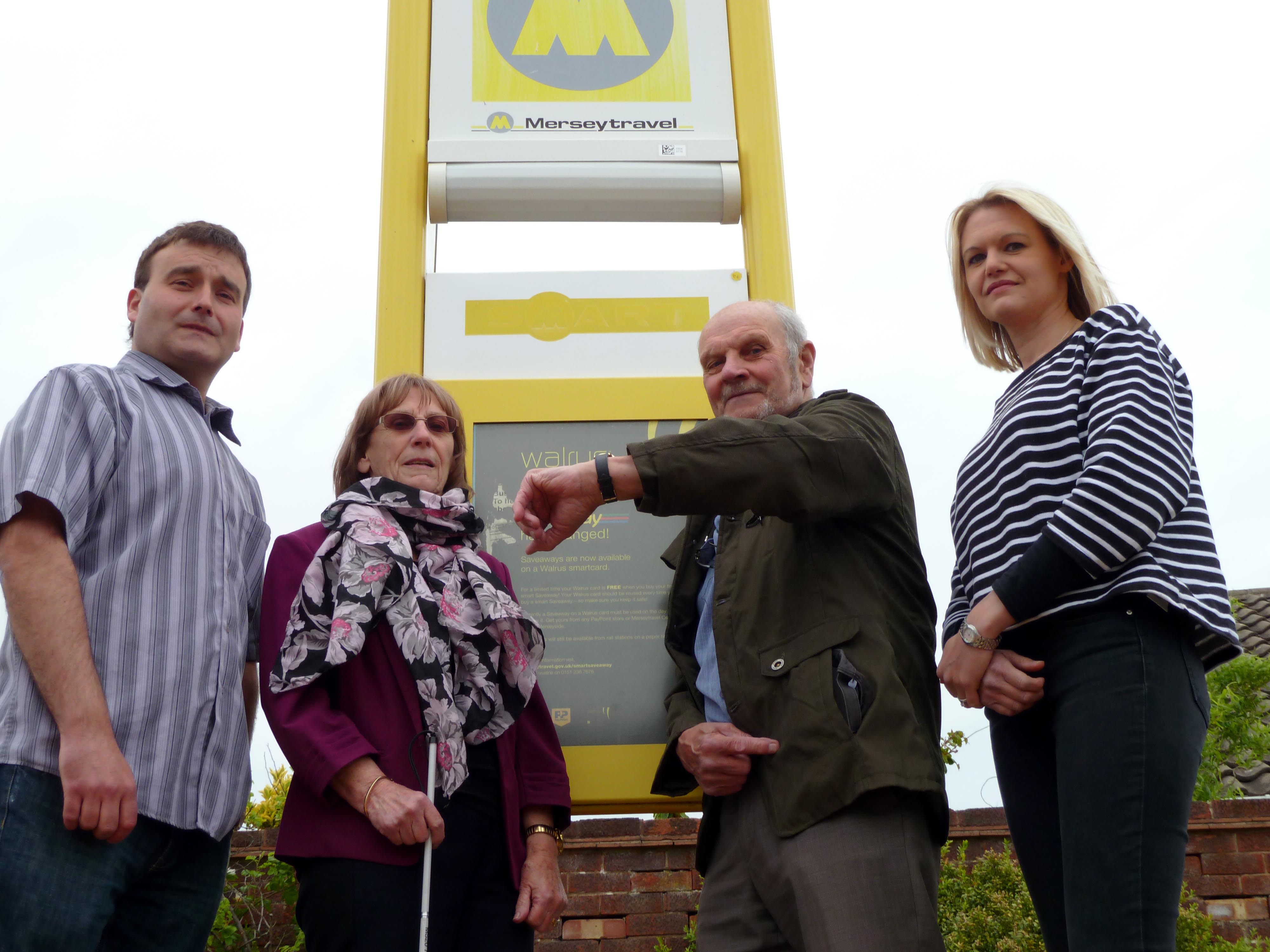 Formby Labour councillors Tim Hale and Nina Killen with Eileen and Phil Morgan who rely on the 44 bus service to get to and from Southport Hospital.
