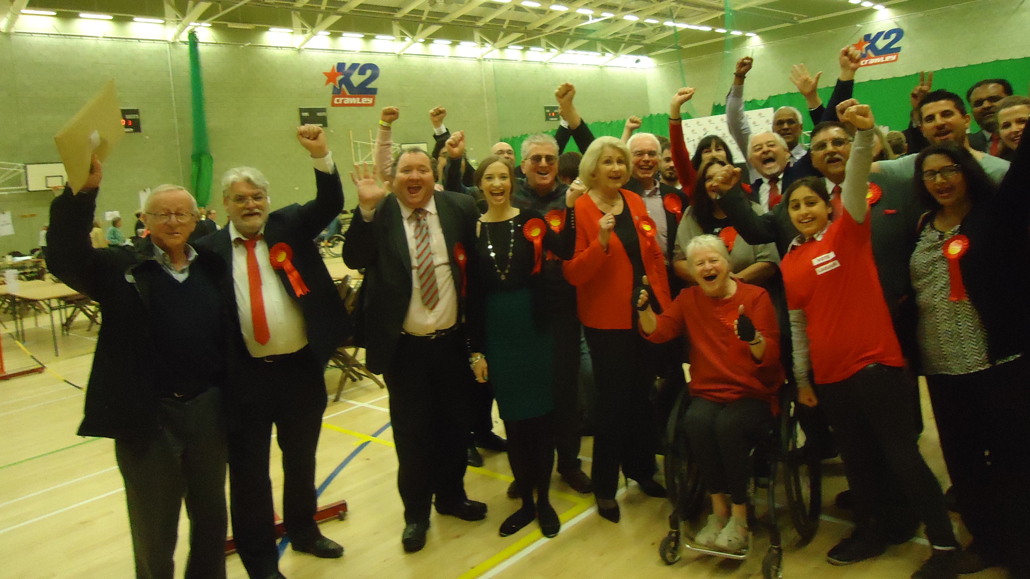 Crawley Labour celebrates at the Election count 2018.05.04_ElectionCount.JPG