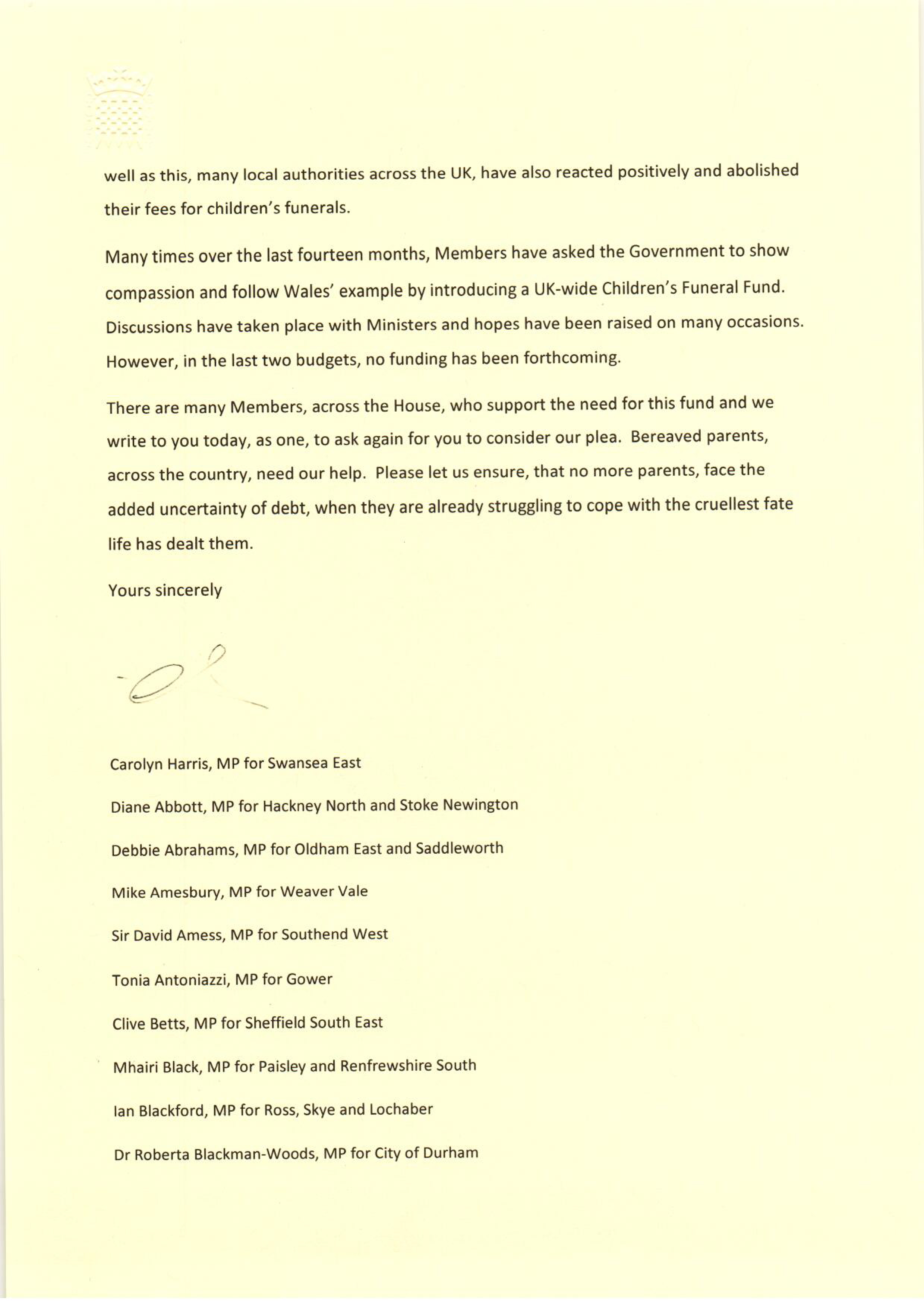 funeral letter