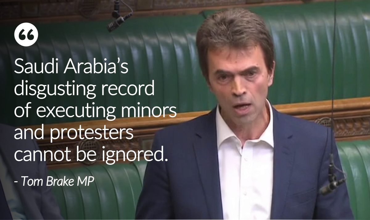 Brake slams government over failure to condemn Saudi child executions