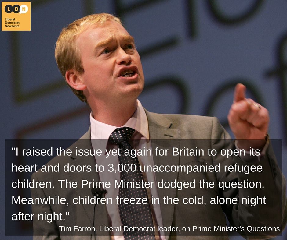 Tim Farron raises plight of child refugees