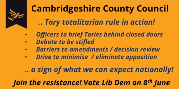 Tory Plan to rule Cambridgeshire as a “one party state”