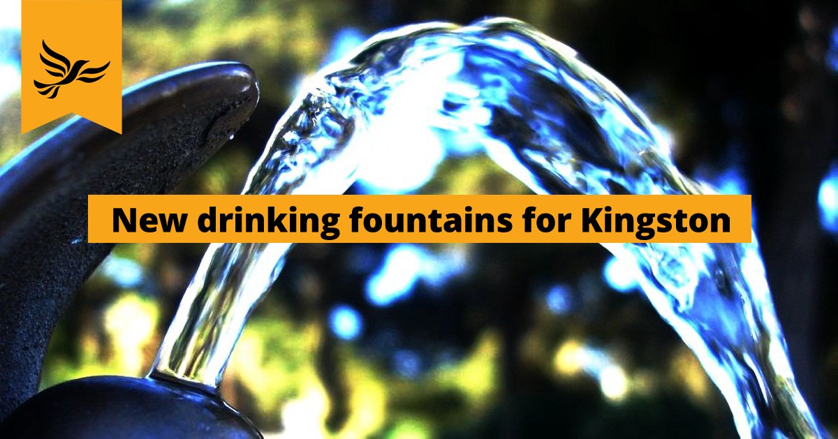 picture for the article 'New drinking fountains for kingston' An image of a drinking fountain with a slogan saying 'New drinking fountains for Kingston'.