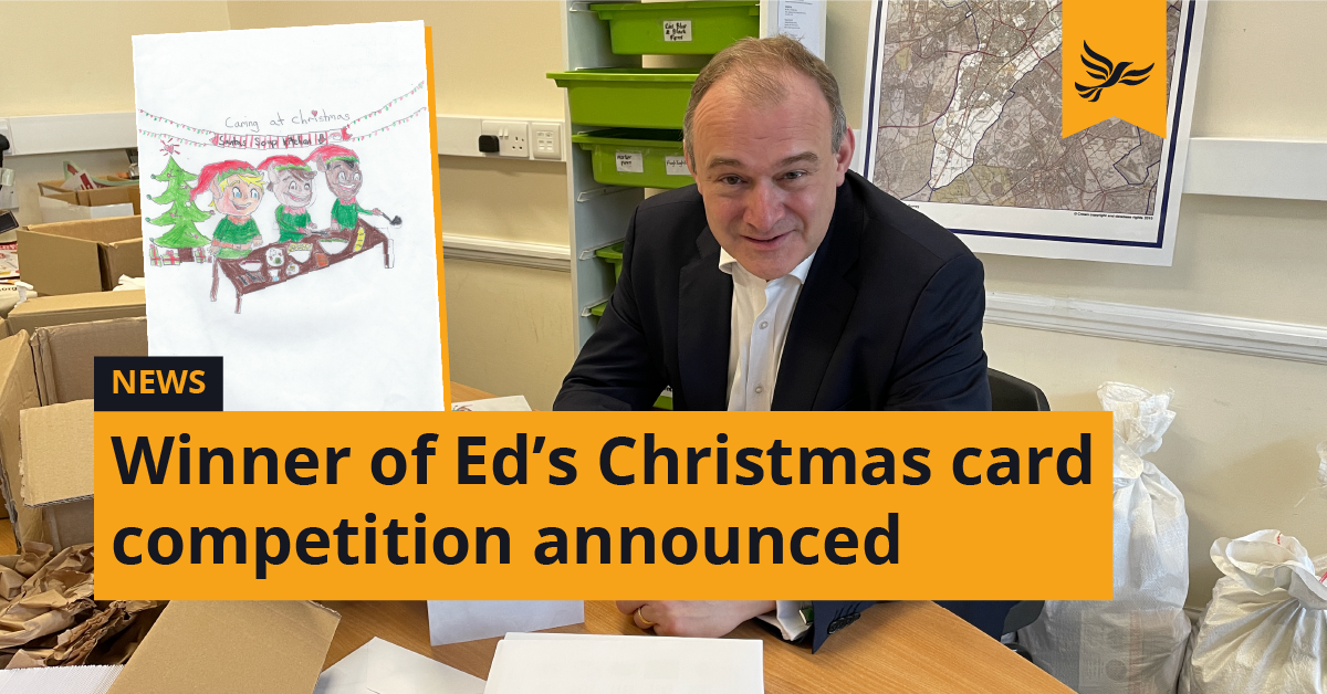 Winner of Ed Davey MP's Christmas card competition announced